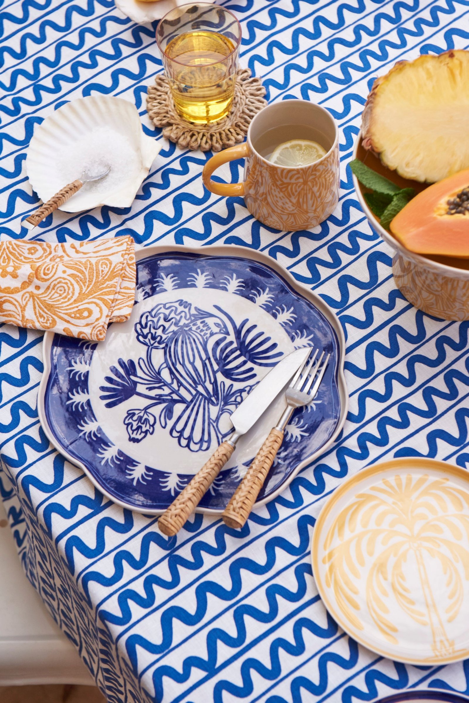 del sol bird platter blue